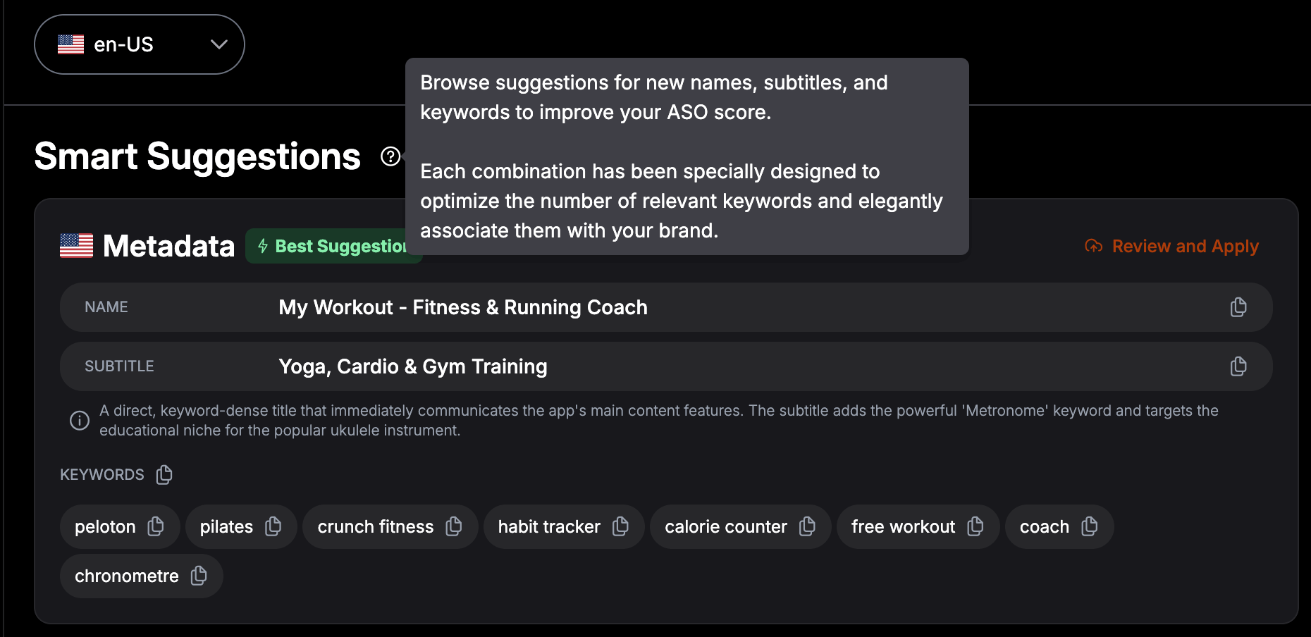 ASO - Update Suggestions by Scale